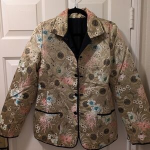 Vintage Neiman Marcus Asian Floral/Black Patterned Reversible Coat: Small